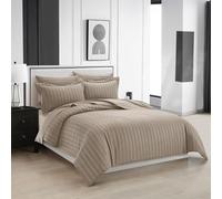 Hotel Collection's 4-Piece Stripe Duvet Set in Soft Touch Sateen Stripe With Matching Pillowcases for Unmatched Luxury in Single,Double,King And Super King Size. (Mink, Single)