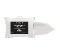 Hotel Essential Soft Touch Satin Stripe White Pillow - Pack of 1, Hypoallergenic Soft Support, Microfibre Pillows for Front and Stomach Sleepers, Filled with Bouncy Hollowfibre, Big Pillows for Bed