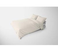 Hotel Essentials Luxury Polycotton Linen Bedding Sets (Duvet Cover & Pillowcases - Cream, King Size)