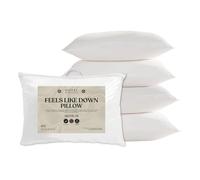 Hotel Essentials Soft Touch Feels Like Down Anti-Allergy White Pillow Pack of 4 - Hypoallergenic Medium Support Microfibre Pillows for Side Sleepers Filled with Bouncy Hollowfibre (46cm x 74cm)