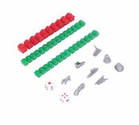 Hotel Game Replacement Pieces, Game Set of Plastic Green House and Red Hotel Replacements Board Game Set 10 X Big Houses 30 X Small Houses 8 X Spare Parts 2 X Dice