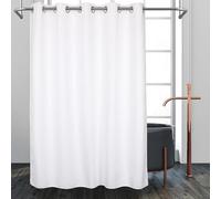 Hotel Grade No Hooks Needed Shower Curtain with Snap in Liner,Water Repellent, Machine Washable (White-No Window, 71"x74"(W/Liner))