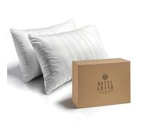 Hotel Grand Bed Pillows Standard Size Set of 2 Packs - 500 Thread Count 100% Cotton Medium Firm Hypoallergenic Feather Down Pillows Machine Washable Pillow for Back, Stomach or Side Sleepers, 20"x26"