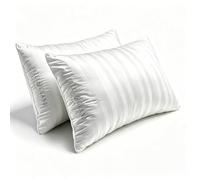 Hotel Grand Bed Pillows Standard Size Set of 2 Packs - 500 Thread Count 100% Cotton Medium Firm Hypoallergenic Feather Down Pillows Machine Washable Pillow for Back, Stomach or Side Sleepers, 20"x26"
