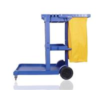 Hotel Housekeeping Cart, Janitorial Supply Cart, Easy-Move Casters, 3-Shelf Cleaning Trolley with Wheels, for Commercial Use in Hotels, Schools, Restaurants,Blue