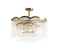 Hotel Lobby,Kitchen Island,Crystal Chandelier Nordic Pendant Lighting Fixture 6 Lights Brass Ceiling Light Fixture for Dinning Room,Living Room,Copper.,6 Lights