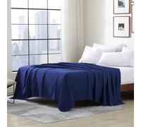 Hotel Luxury Flat Sheet Wrinkle and Fade Resistant Double Brushed Ultra Soft Microfiber Cozy and Comfortable 1 Piece Single Royal Blue Double 66 x 96 Inch