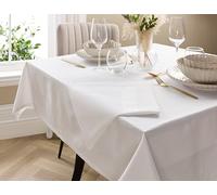 Hotel Pure Luxury White 100% Mercerised Cotton Satin Band Square Tablecloth, 178cm x 178cm (70" x 70"), Soft, Durable, Crisp, Elegant, Dining & Restaurant