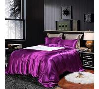 Hotel Purple Duvet Cover Super King Silk Like Satin Bedding Set Summer Reversible Quilt Comforter Cover Honeymoon Sexy Luxury Soft Lightweight Brushed Bedspread For Farmhouse Room Decor