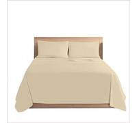 Hotel Quality Deluxe Flat Sheets Double, Soft Polycotton Shrinkage And Fade Resistant, Plain Dyed Breathable & Anti Wrinkle Top Bed Sheets, Cream