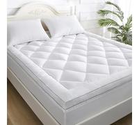 Hotel Quality Double Mattress Topper 10cm Extra Thick | Quilted Microfiber Bed Topper with Elastic Corner Straps, Ultra Soft Breathable & Anti-Allergy Mattress Pad for Cloud-Like Comfort (137x190 cm)