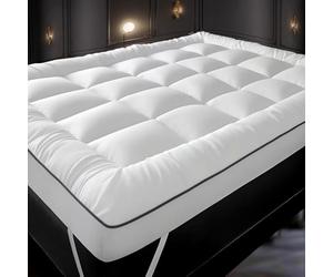 Hotel Quality Extra Thick Mattress Topper 4 Inches / 10cm Full Bounce Back With Elasticated Corner Straps Quilted Mattress Toppers Single Small Double King Super King Bed Size (Super King)