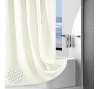 Hotel-Quality Ivory Waffle Shower Curtain, Water Repellent Bath Curtain Prevents Water Escaping, 256GSM Thick Heavy Duty Fabric Texture Wet Room Shower Curtains, Weighted Hem, Washable, 183x183cm