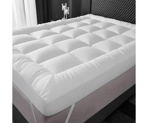 Hotel Quality Mattress Topper 4-Inches 10Cm Extra Deep Thick Super Soft Comfy Box Stitched Luxury Mattresses Toppers Bed Fitted Cover Single Double Super King Bedding Size (Small Double)