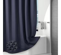 Hotel-Quality Navy Blue Waffle Shower Curtain, Water Repellent Bath Curtain Prevents Water Escaping, 256GSM Thick Heavy Duty Fabric Texture Wet Room Shower Curtains, Weighted Hem, Washable, 183x183cm