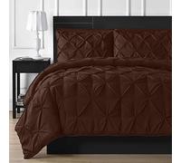 Hotel Quality Pintuck Diamond Pinch Pleat Puckering 800TC 100% Cotton Percale Quilt Cover Decorative Pinch Pleat/Pintuck 5-Piece Duvet Cover set With Zipper Closure (Chocolate,Emperor)