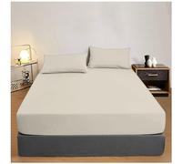 Hotel Quality Plain Dyed King Fitted Sheet, 400 Thread Count Bed Sheets, Egyptian Cotton Bedding, Cream