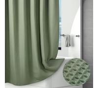 Hotel-Quality Sage Green Waffle Shower Curtain, Water Repellent Bath Curtain Prevents Water Escaping, 256GSM Thick Heavy Duty Fabric Texture Wet Room Shower Curtains, Weighted Hem, Washable, 183x183cm
