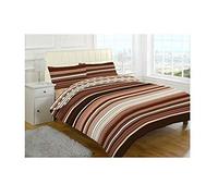 Hotel Quality Super King Size Printed Striped Chocolate Design Duvet Cover Set Bedding Set with pillowcases - Super King Size