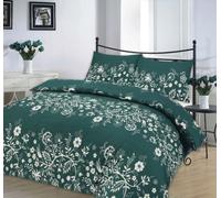 Hotel Quality Super King Size Teal Floral Duvet Cover Set Bedding Set with pillowcases - Super King Size