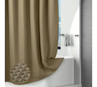 Hotel-Quality Tan Waffle Shower Curtain, Water Repellent Bath Curtain Prevents Water Escaping, 256GSM Thick Heavy Duty Fabric Texture Wet Room Shower Curtains, Weighted Hem, Washable, 183x183cm