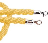 Hotel Reception Queue Management Rope Retractable Hook Crowd Control Barrier Braided Hemp Divider Safety Stanchion (Yellow 150cm)