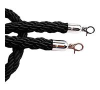 Hotel Reception Queue Management Rope with Hook 150cm Black Braided Hemp Crowd Control Barrier Sturdy and Stylish Divider for Safety and nization