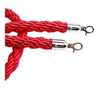 Hotel Rope Barrier with Hook Crowd Control Stanchion Rope Braided Hemp Divider Safety Queue Management (Red 150cm)