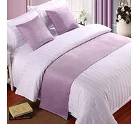 Hotel Runner and Cushion Set - Soft Flannel Bed Scarf, Quilted Throw Cover, Solid Color Velvet End Towel for Queen, Double, Single, King Size, 50 * 210cm Purple