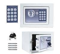 Hotel Safes 4.6L Digital Steel Safety Box (17x23x17cm) Electronic Security Large Capacity with Full-digit Keypad/2 Override Key/2 Installing Bolts Wall Floor Fixings for Home Office Money Cash White