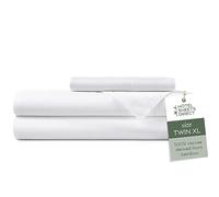 Hotel Sheets Direct 3 Piece Bed Sheet Set Twin XL Size, 100% Viscose Derived from Bamboo Sheets Set with 1 Pillowcase, Cooling & Breathable Luxury Bedding, Moisture-Wicking & Silky Soft Texture, White