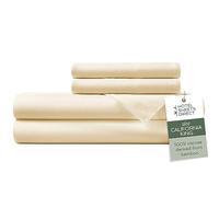 Hotel Sheets Direct 4 Piece Bed Sheet Set California King Size, 100% Viscose Derived from Bamboo Sheets Set with 2 Pillowcases, Cooling & Breathable Luxury Bedding, Moisture-Wicking, Light Yellow