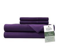 Hotel Sheets Direct 4 Piece Bed Sheet Set Queen Size, 100% Viscose Derived from Bamboo Sheets Set with 2 Pillowcases, Cooling & Breathable Luxury Bedding, Moisture-Wicking & Silky Soft Texture, Purple