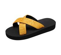 Hotel Slippers Women Women’s Beach Slip On Casual Open Toe Non Slip Breathable Slippers Sandals Fashion Footwear for Women Bedroom House Lightweight Soft (Yellow, 5)