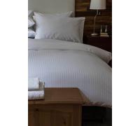Hotel Suite Satin Stripe 540 Thread Count Duvet Cover Set Belledorm White Super King