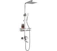 Hotel System Rainfall, Wall Mounted Stainless Steel with Overhead Head Shelf, Adjustable Height Shower Mixer Set for Bathroom Gym
