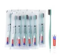 Hotel Toothbrush Set,30Pack Green Travel Toothbrush Set Individually Wrapped Disposable Toothbrushes with Toothpaste for Hotel,Homeless,Nursing Home,Charity