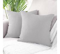 Hotel Waffle Cushion Covers Two Pack Allure Bath Fashions Light Grey 50cm x 50cm