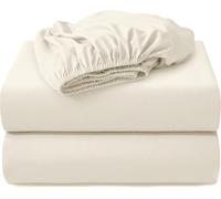 Hotella 2 PCS 100% Microfiber King Size Fitted Sheet Only, 78"x80" Hotel Quality Deep Pocket Bottom Sheet, Fit for 6" 8" 14" Matress, Machine Washable and Non-Fade, Snug Fit Stay in Place,Cream White