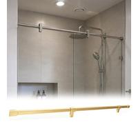 Hotels/ Office/ Shower Glass Panel Support Brace, Stainless Steel Shower Door Stabilizer Bar Fixed Arm with Dual Fixed Clamps for 3/10" to 1/2" Thick Glass(Gold,1.8m (5.9ft))