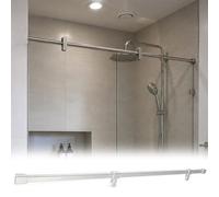 Hotels/ Office/ Shower Glass Panel Support Brace, Stainless Steel Shower Door Stabilizer Bar Fixed Arm with Dual Fixed Clamps for 3/10" to 1/2" Thick Glass(Silver,1.5m (4.9ft))