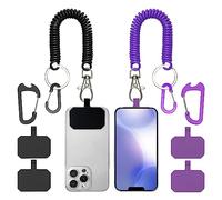 HOTEMIA Phone Tether Lanyard Anti Theft Phone Strap with Carabiner Anti-Drop Outdoor Multi-Use Fit iPhone and Most Cell Phones (Black+Purple)