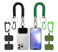 HOTEMIA Phone Tether Lanyard Anti Theft Phone Strap with Carabiner Anti-Drop Outdoor Skiing Hiking Cycling Fishing Climbing fit iPhone and Most Cell Phone (Black+Green)