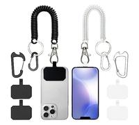 HOTEMIA Phone Tether Lanyard Anti Theft Phone Strap with Carabiner Anti-Drop Outdoor Skiing Hiking Cycling Fishing Climbing fit iPhone and Most Cell Phone (Black+Transparent)