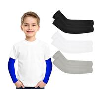 Hotfiary 3 Pairs Kids Arm Sleeves, UV Sun Protection Cooling Arm Compression Sleeves for Youth Boys Girls, Basketball Baseball Football Arm Cover for Cycling Driving Golf Hiking Running