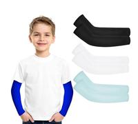 Hotfiary 3 Pairs Kids Arm Sleeves, UV Sun Protection Cooling Arm Compression Sleeves for Youth Boys Girls, Basketball Baseball Football Arm Cover for Cycling Driving Golf Hiking Running