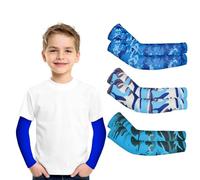 Hotfiary 3 Pairs Kids Arm Sleeves, UV Sun Protection Cooling Arm Compression Sleeves for Youth Boys Girls, Basketball Baseball Football Arm Cover for Cycling Driving Golf Hiking Running
