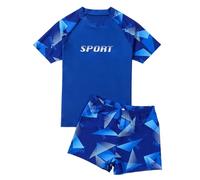 Hotfiary Big & Tall Boys Swimming Costume, Youth Two Piece Swim Set, Kids Short Sleeve Rash Guard Shirt Top & Swim Short Set, UPF 50+ Swimsuit Quick Dry Beach Pool Bathing Suit for 130-180cm/37-85kg