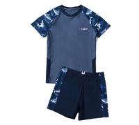 Hotfiary Big & Tall Boys Swimming Costume, Youth Two Piece Swim Set, Kids Short Sleeve Rash Guard Shirt Top & Swim Short Set, UPF 50+ Swimsuit Quick Dry Beach Pool Bathing Suit for 130-180cm/37-85kg
