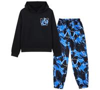 Hotfiary Boys 2 Piece Camo Tracksuit Set, Long Sleeve Hoodie Sweatshirt and Cargo Pants Clothes, Teen Hooded Pullover Top and Jogging Bottoms for Sports School Casual 6 7 8 9 10 11 12 13 Years